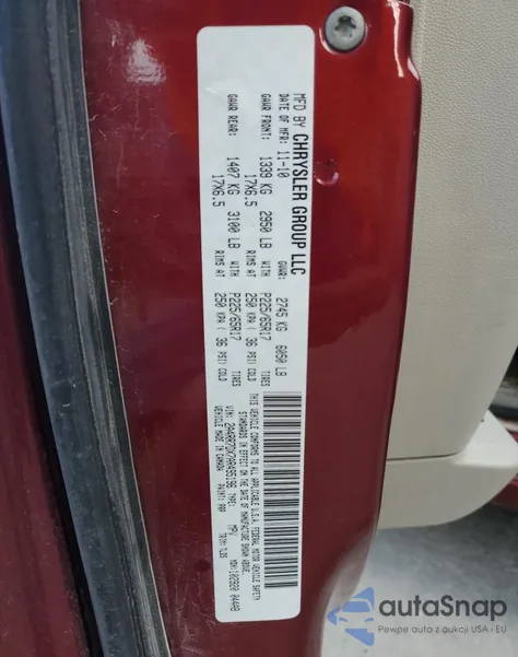 2010 Chrysler Town & Country Limited z USA, uszkodzony, nr VIN 2A4RR7DX7AR495196